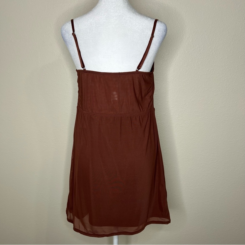 Urban Outfitters Chocolate Brown Lace Bustier Sleeveless Mini Dress Sz L NWT - Picture 14 of 16